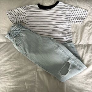 Forever 21 Black and White Striped Tee and Jeans